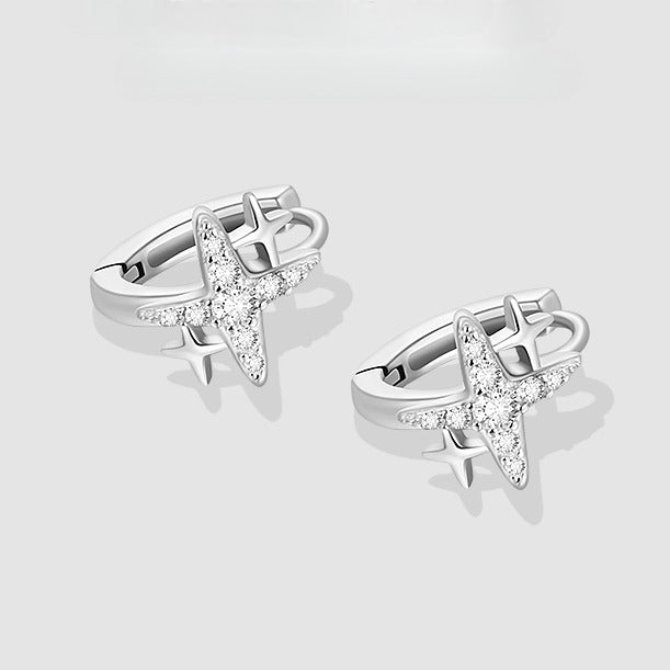 Luxury-inspired, Niche Design, Sophisticated Appeal, Four-pointed Star Stud Earrings