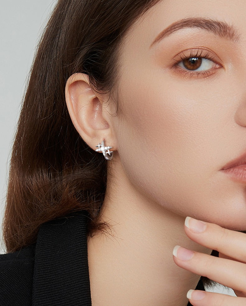 Luxury-inspired, Niche Design, Sophisticated Appeal, Four-pointed Star Stud Earrings