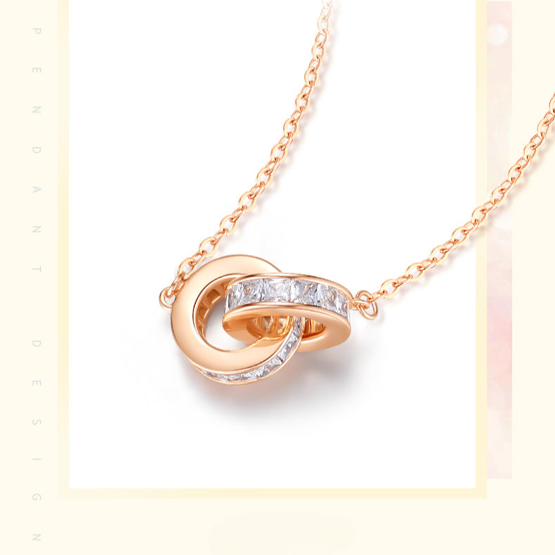 Interlocked Light Luxury Niche Rose Gold Silver Necklace