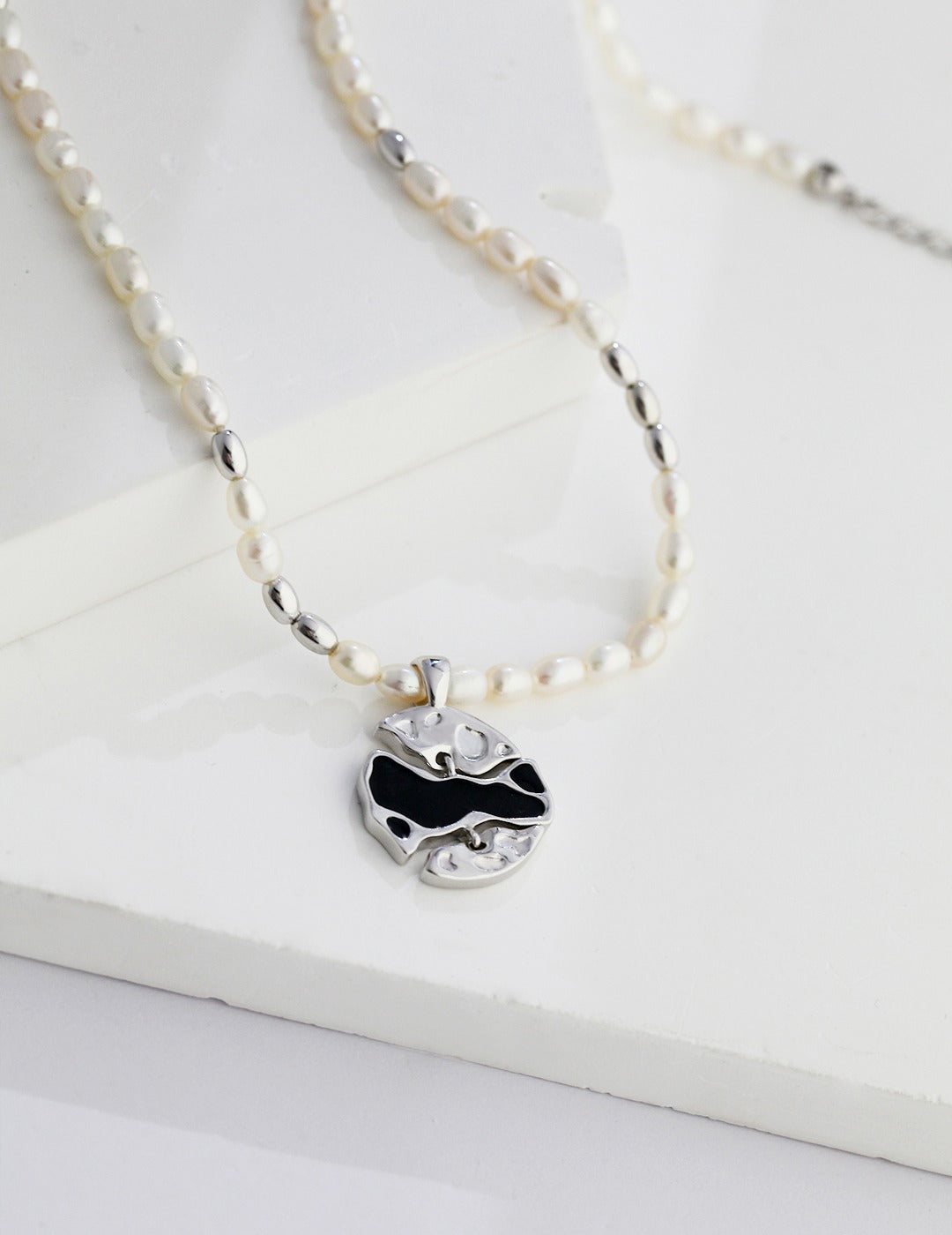 S925 Sterling Silver Natural Pearl Czech Glass Handmade Jewelry Necklace