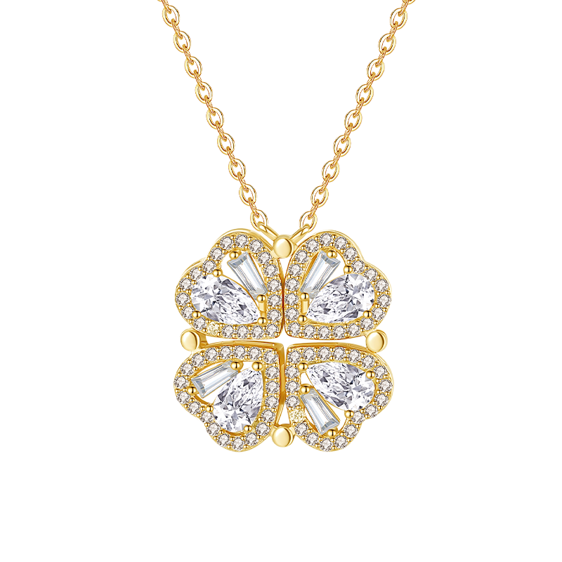 Four-Leaf Clover Women's Premium Light Luxury Niche Heart-Shaped Collarbone Necklace