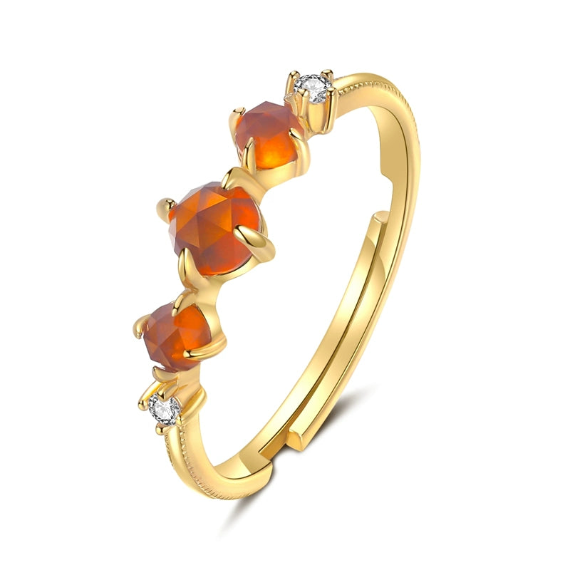 Tangerine-Orange Garnet Vintage-Inspired Gemstone Open Setting Ring