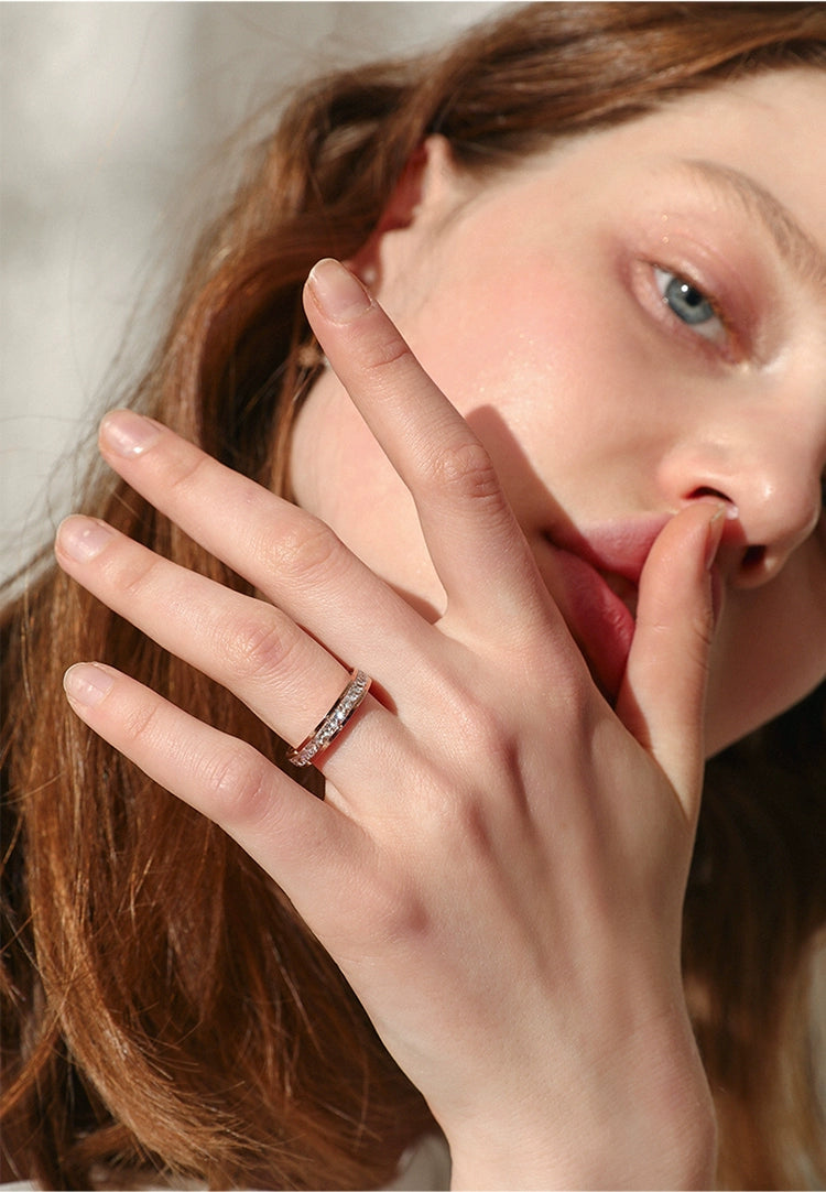 Niche-Design Starry Sky Rose Gold Titanium Steel Ring