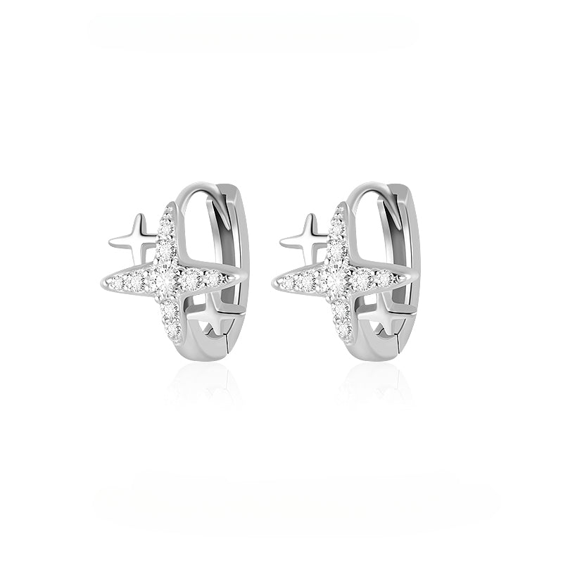 Luxury-inspired, Niche Design, Sophisticated Appeal, Four-pointed Star Stud Earrings