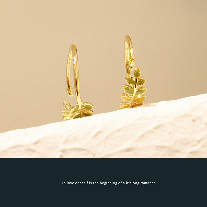 Enchanted Forest Vintage 18K Gold-Plated Enamel Leaf Ring
