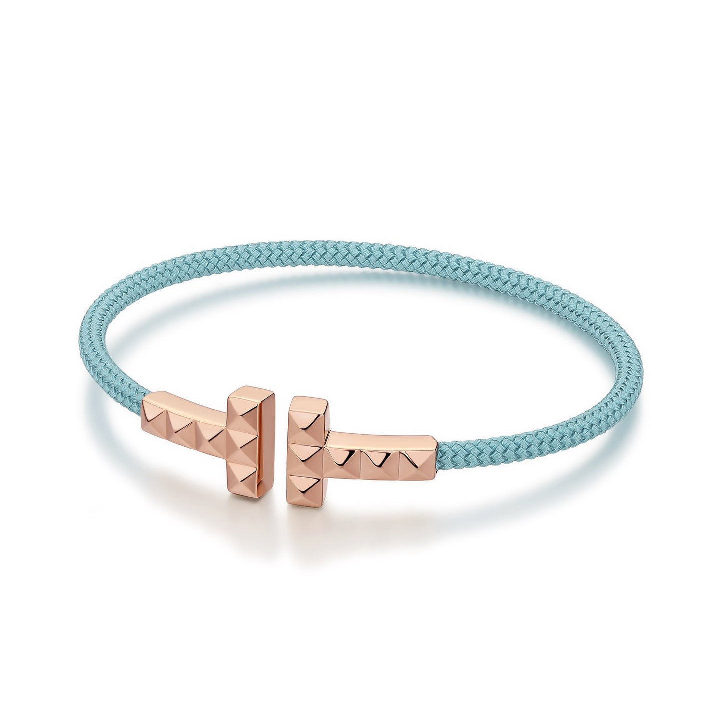 "Small Willful" S925 Silver Couple T-Shaped Design with Red & Blue String Bracelet