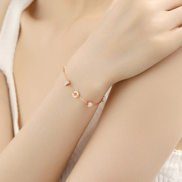 Delicate S925 Silver 'Petite Waist' Pattern Lucky Bead Bracelet