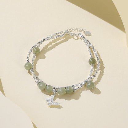 Silver Chips Butterfly Luxury Boutique Delicate Hetian Jade Bracelet