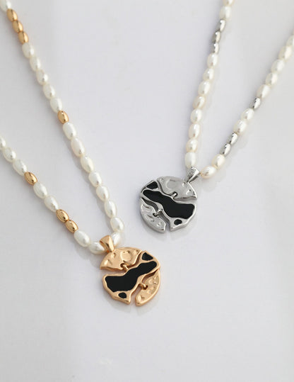 S925 Sterling Silver Natural Pearl Czech Glass Handmade Jewelry Necklace