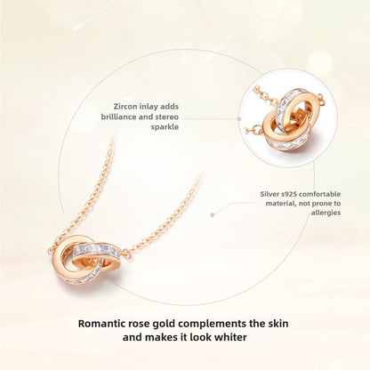 Interlocked Light Luxury Niche Rose Gold Silver Necklace