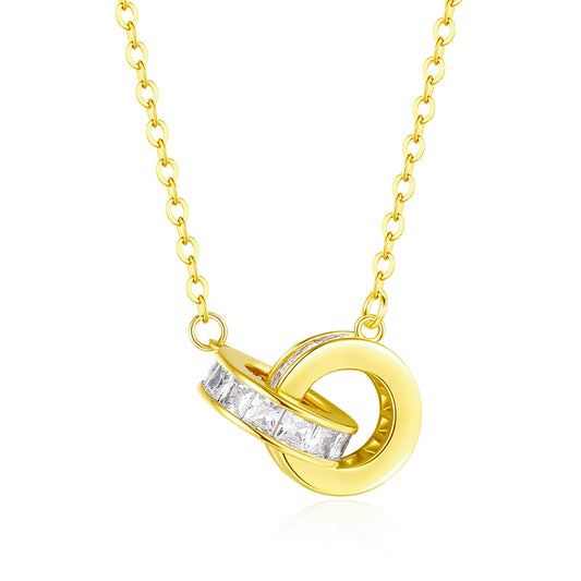 Interlocked Light Luxury Niche Rose Gold Silver Necklace