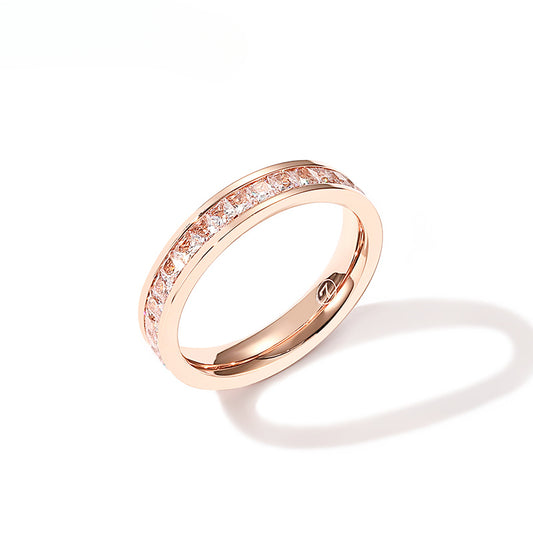 Niche-Design Starry Sky Rose Gold Titanium Steel Ring