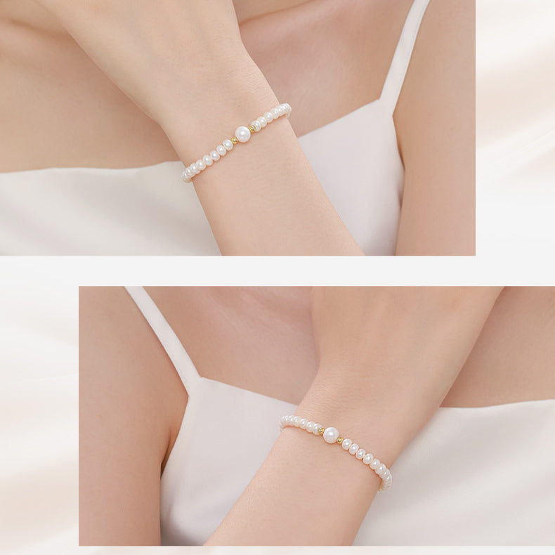 Moonlight Goddess Pearl 18K Gold Luxury-inspired versatile Bracelet