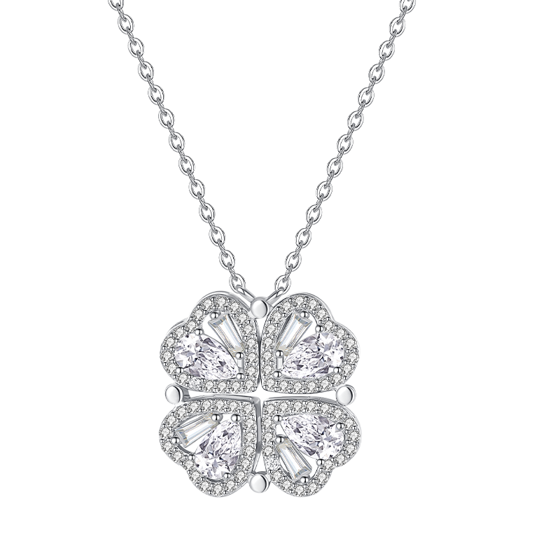 Four-Leaf Clover Women's Premium Light Luxury Niche Heart-Shaped Collarbone Necklace