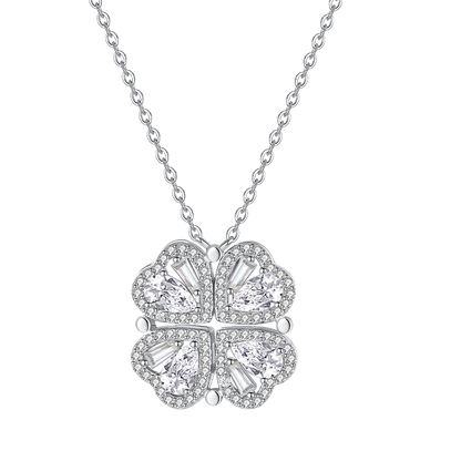 Four-Leaf Clover Women's Premium Light Luxury Niche Heart-Shaped Collarbone Necklace