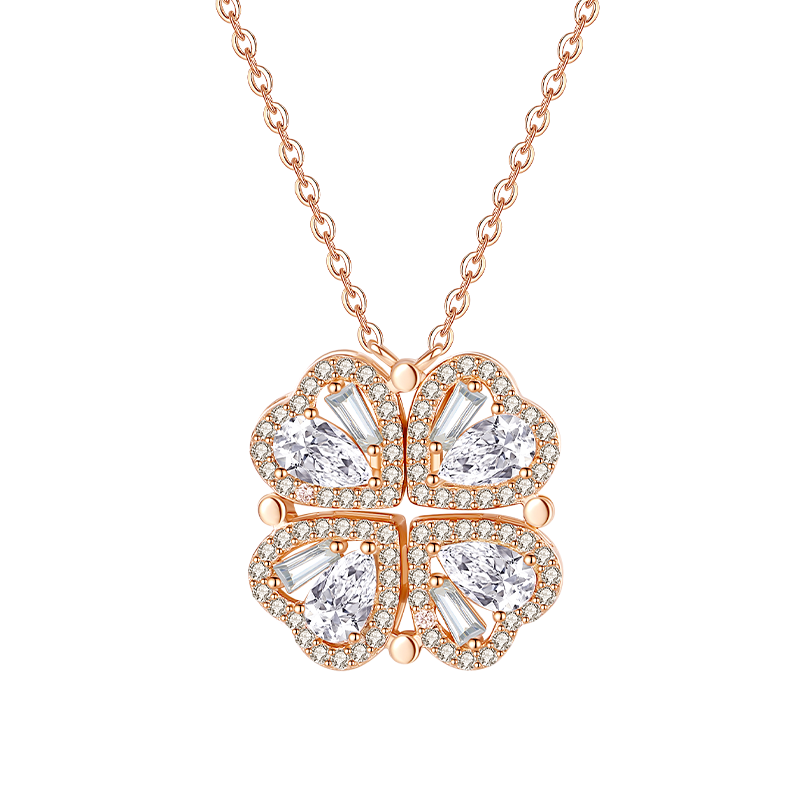 Four-Leaf Clover Women's Premium Light Luxury Niche Heart-Shaped Collarbone Necklace