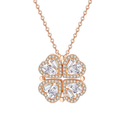 Four-Leaf Clover Women's Premium Light Luxury Niche Heart-Shaped Collarbone Necklace