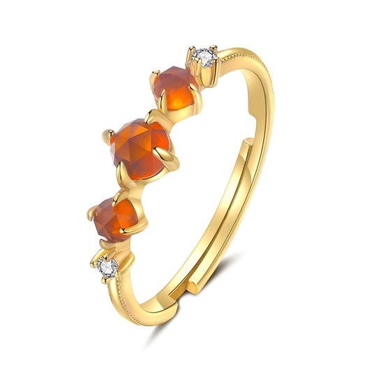 Tangerine-Orange Garnet Vintage-Inspired Gemstone Open Setting Ring