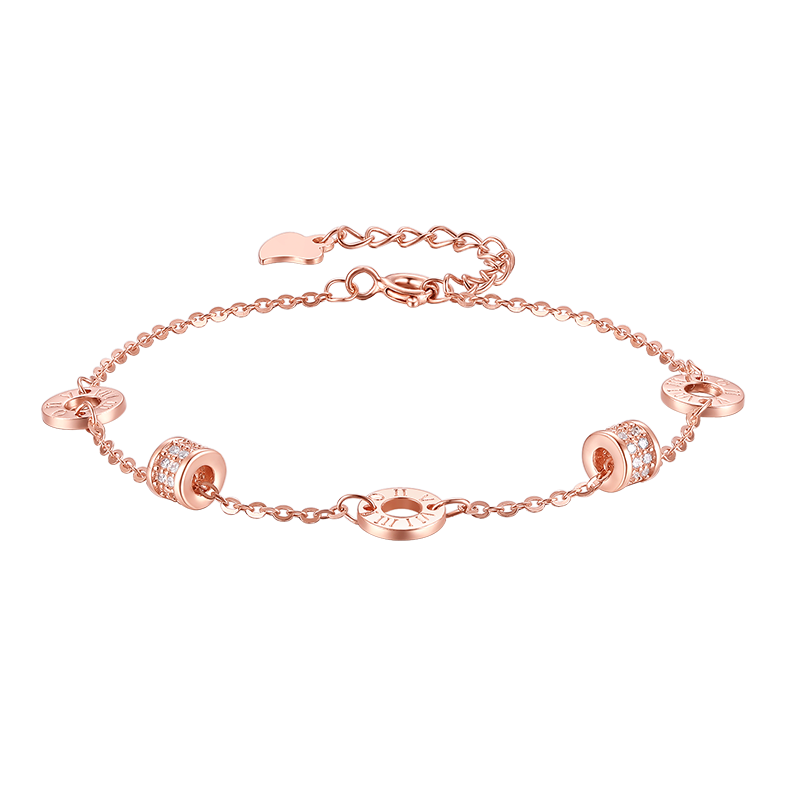Delicate S925 Silver 'Petite Waist' Pattern Lucky Bead Bracelet
