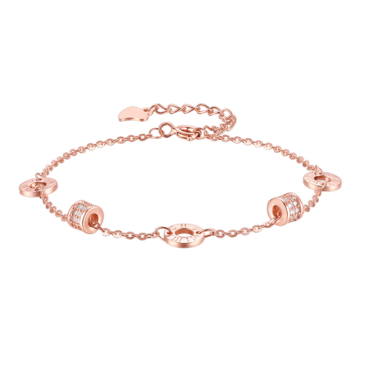 Delicate S925 Silver 'Petite Waist' Pattern Lucky Bead Bracelet