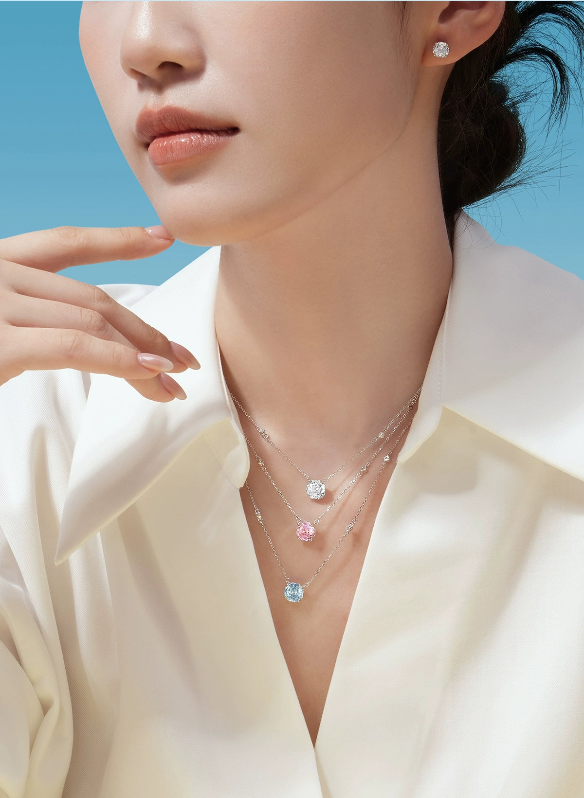 Rosette Nebula S925 Sterling Silver Light Luxury Collarbone Necklace