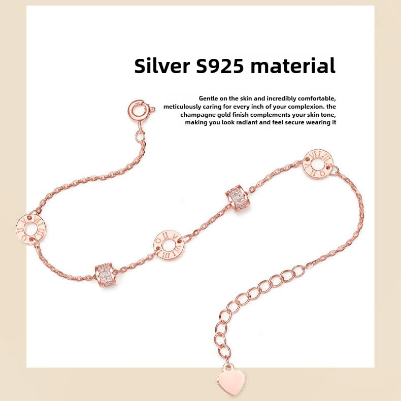 Delicate S925 Silver 'Petite Waist' Pattern Lucky Bead Bracelet