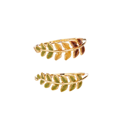 Enchanted Forest Vintage 18K Gold-Plated Enamel Leaf Ring
