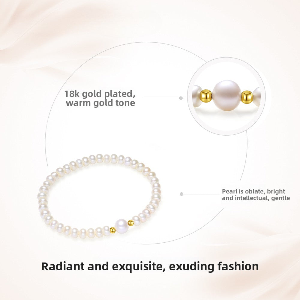 Moonlight Goddess Pearl 18K Gold Luxury-inspired versatile Bracelet
