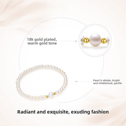Moonlight Goddess Pearl 18K Gold Luxury-inspired versatile Bracelet