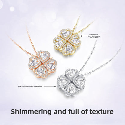 Four-Leaf Clover Women's Premium Light Luxury Niche Heart-Shaped Collarbone Necklace